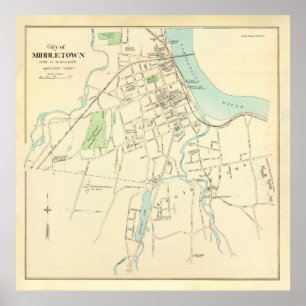Old Middletown CT Map (1893) Forest City Poster