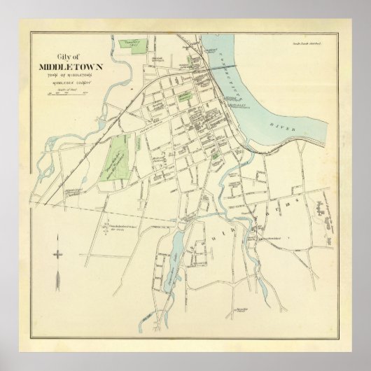 Old Middletown CT Map (1893) Forest City Poster (Voorkant)