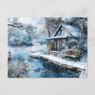 Old Mill beroemd gemaakt door Frosty River in Wint Briefkaart