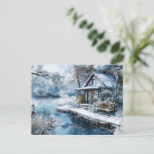 Old Mill beroemd gemaakt door Frosty River in Wint Briefkaart (Staand voorkant)