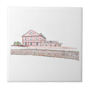 Old Mill Red Bricks Architecture Sketch Tegeltje