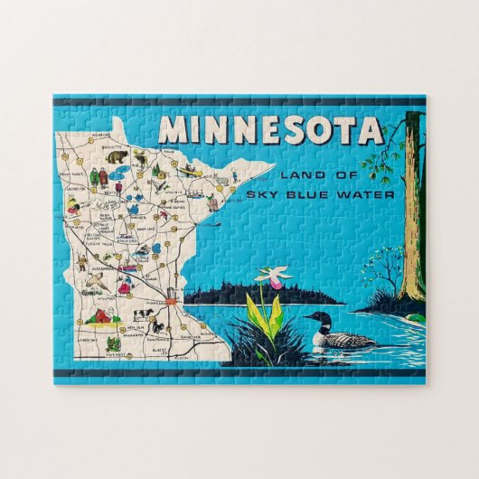 Old Minnesota Map 11x14 Legpuzzel (Horizontaal)