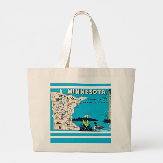 Old Minnesota Map Postcard  Grote Tote Bag (Achterkant)