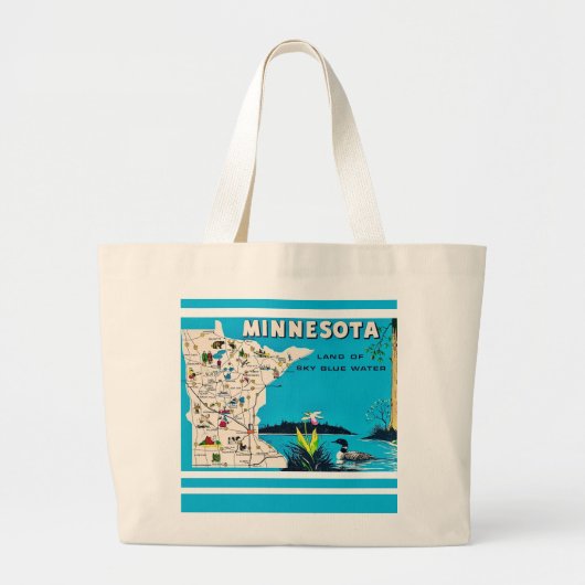 Old Minnesota Map Postcard  Grote Tote Bag (Voorkant)