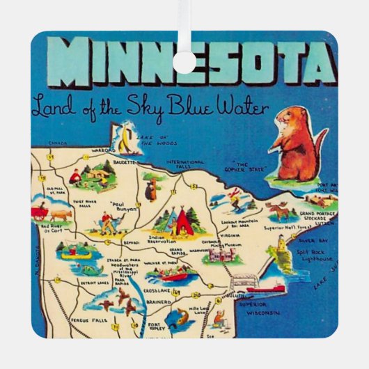 Old Minnesota Map Postcard Metalen Ornament (Voorkant)