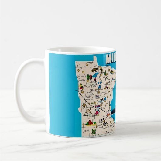 Old Minnesota Map Postcard Mug Koffiemok (Links)