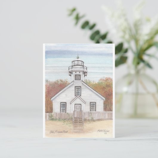Old Mission Point Light House Briefkaart (Staand voorkant)