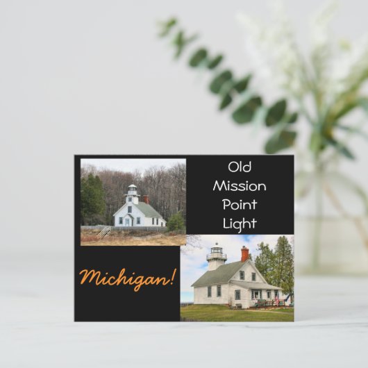 Old Mission Point Light Michigan Briefkaart (Staand voorkant)