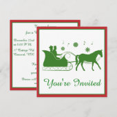 Old-Mode Horse-Drawn Sleigh met Sneeuwvlokken Kaart (Voorkant / Achterkant)