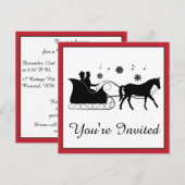 Old-Mode Horse-Drawn Sleigh met Sneeuwvlokken Kaart (Voorkant / Achterkant)