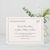 Old Money Black and Cream Wedding  Kaart (Staand voorkant)