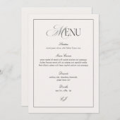 Old Money Black and Ivory Wedding Menu Card Kaart (Voorkant / Achterkant)