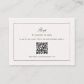 Old Money Black and Ivory Wedding RSVP Qr Code Informatiekaartje (Voorkant)