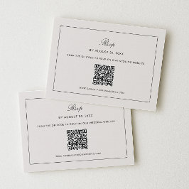 Old Money Black and Ivory Wedding RSVP Qr Code Informatiekaartje