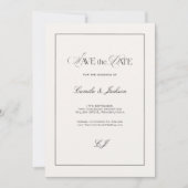 Old Money Black and Ivory Wedding Save the Date Kaart (Voorkant)