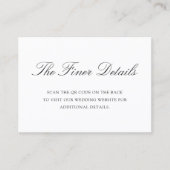 Old Money Black and White Classic QR Code Wedding Informatiekaartje (Voorkant)