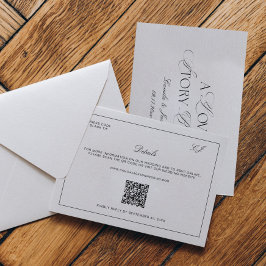 Old Money Black and White Wedding Details Informatiekaartje