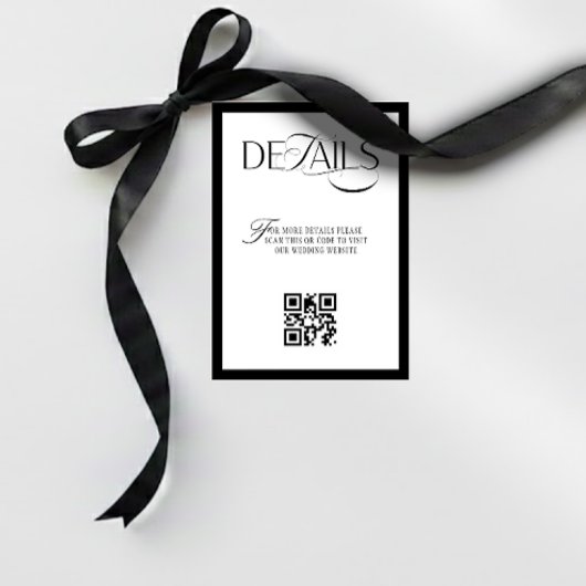 Old Money Black and White Wedding Details Informatiekaartje