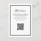 Old Money Black and White Wedding Details Qr Code Informatiekaartje (Voorkant)