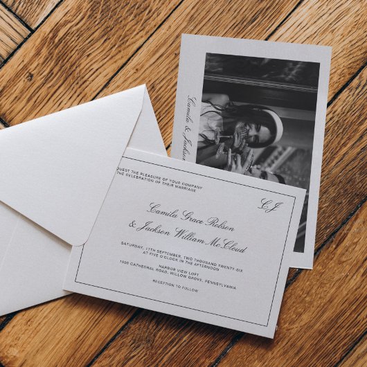 Old Money Black and White Wedding  Kaart