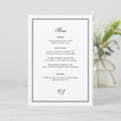 Old Money Black and White Wedding Menu Card Kaart (Staand voorkant)