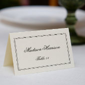 Old Money Black and White Wedding Place Card DIY Kaart