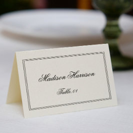 Old Money Black and White Wedding Place Card DIY Kaart