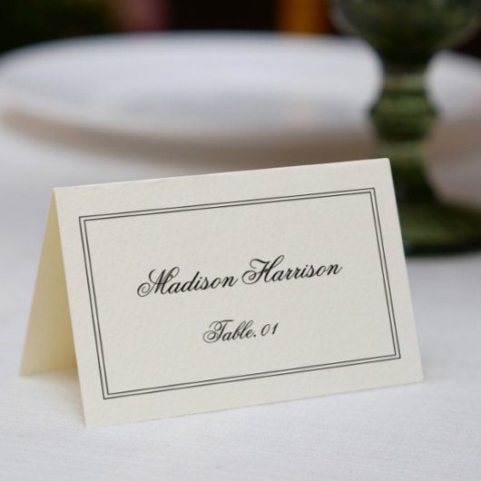 Old Money Black and White Wedding Place Card DIY Kaart