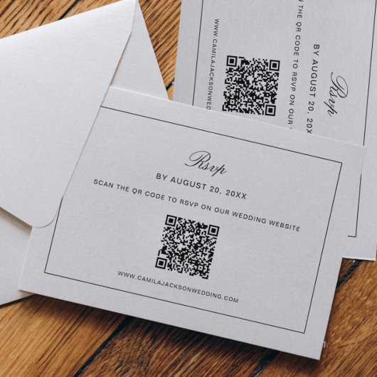 Old Money Black and White Wedding RSVP  Informatiekaartje