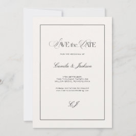 Old Money Black and White Wedding Save the Date Kaart