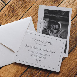 Old Money Black and White Wedding Save the Date Kaart