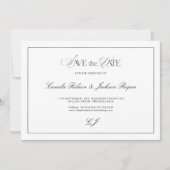 Old Money Black and White Wedding Save the Date Kaart (Voorkant)