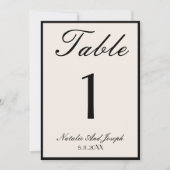 Old Money Black Cream Wedding Table Number Kaart (Voorkant)