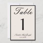 Old Money Black Cream Wedding Table Number Kaart (Achterkant)