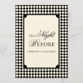 Old Money Black Ivory Checkered Rehearsal Dinner Kaart (Voorkant)
