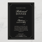 Old Money Black Ivory Checkered Rehearsal Dinner Kaart (Achterkant)