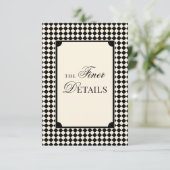 Old Money Black Ivory Checkered Wedding Details Informatiekaartje (Staand voorkant)