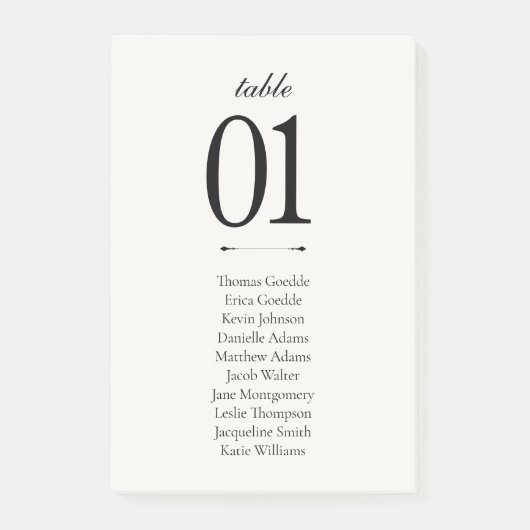 Old Money Black & White | Printable Seating Flat Post-it® Notes (Voorkant)