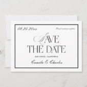 Old Money Black White Wedding Save the Date Photo Kaart (Voorkant)
