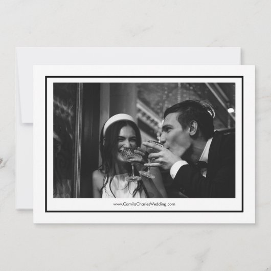 Old Money Black White Wedding Save the Date Photo Kaart (Achterkant)