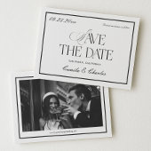 Old Money Black White Wedding Save the Date Photo Kaart