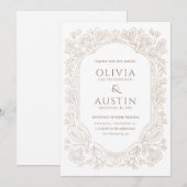 Old Money Botanical Wedding | Heirloom Taupe Kaart (Voorkant / Achterkant)