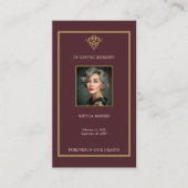 Old Money Burgundy Funeral Prayer Card Visitekaartje (Voorkant)