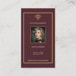 Old Money Burgundy Funeral Prayer Card Visitekaartje