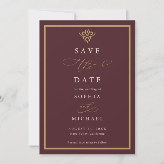 Old Money Burgundy Save The Date (Voorkant)