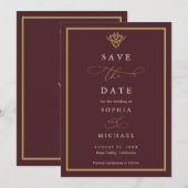 Old Money Burgundy Save The Date (Voorkant / Achterkant)