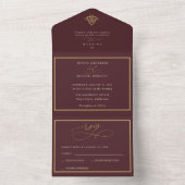 Old Money Burgundy Wedding All In One Uitnodiging (Binnen)
