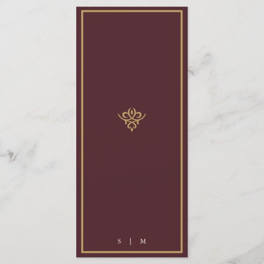 Old Money Burgundy Wedding Flat Menu (Achterkant)