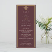 Old Money Burgundy Wedding Flat Menu (Staand voorkant)