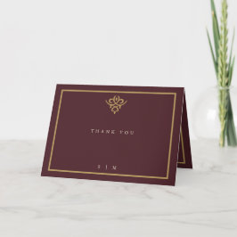 Old Money Burgundy Wedding Folded  Bedankkaart